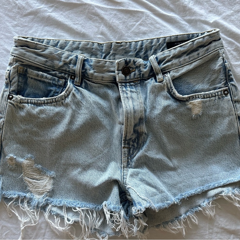 All Saints Cleo Denim Low-Rise Boyfriend Shorts